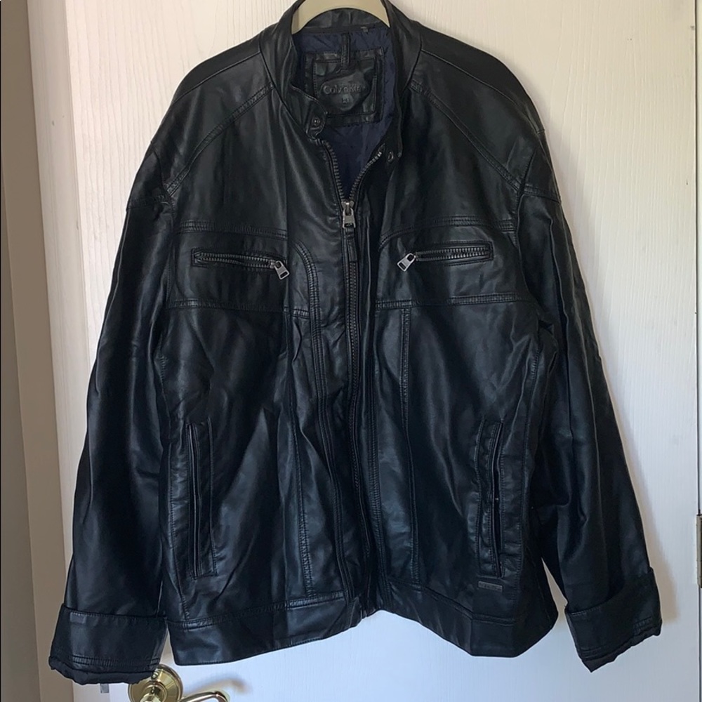 Calvin Klein faux leather bomber jacket XL